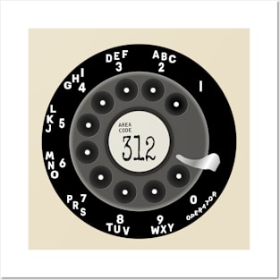 Rotary Dial Phone Chicago 312 Area Code Posters and Art